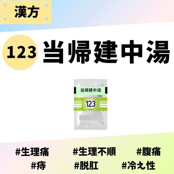 処方箋なしで市販で購入できるツムラ123当帰建中湯。生理痛、生理不順、腹痛、痔、脱肛、冷え性