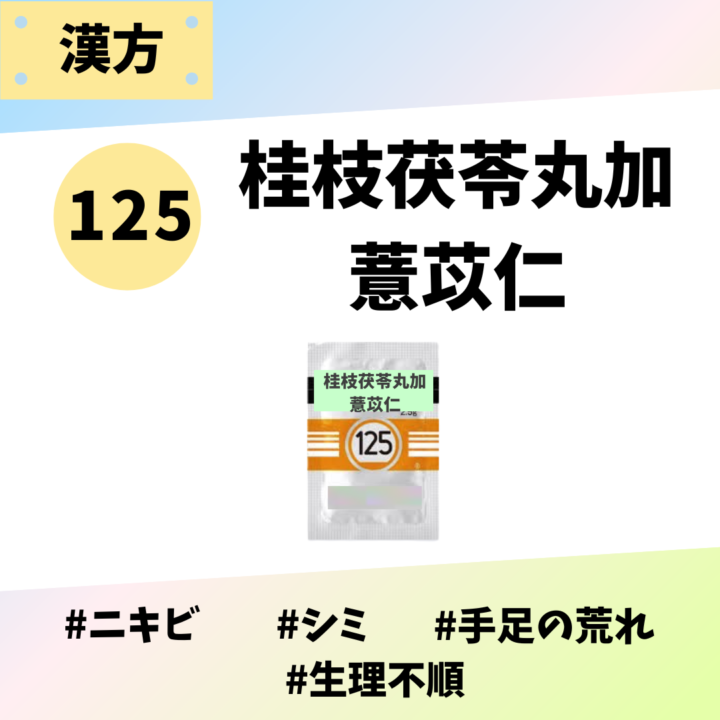 処方箋なしで市販で購入できるツムラ125桂枝茯苓丸加薏苡仁。ニキビ、シミ、生理不順