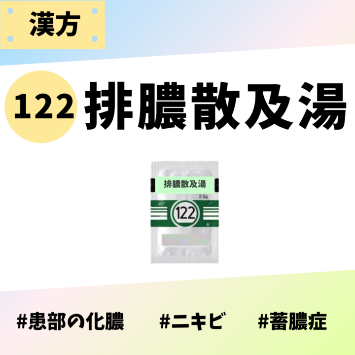 処方箋なしで市販で購入できるツムラ122排膿散及湯。化膿、ニキビ、蓄膿症、副鼻腔炎